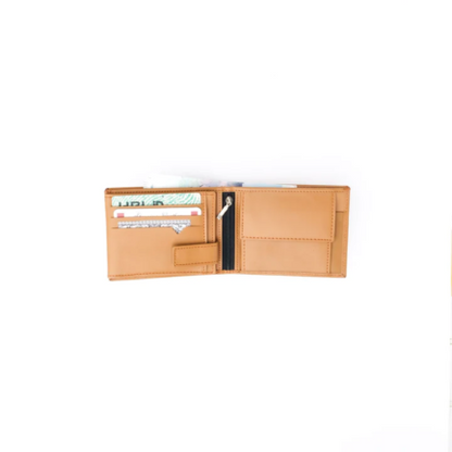 Minimalist Mens Leather Bi-Fold Wallet-camel-LW-0016