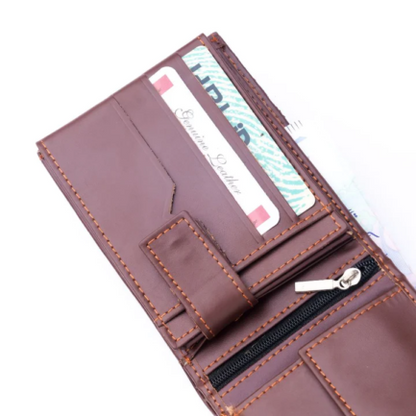 Minimalist Mens Leather Bi-Fold Wallet-brown-LW-0015