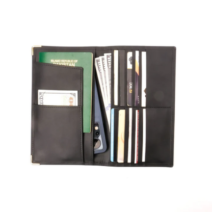 Deluxe Passport Travel Leather Long Wallet-Black-LW-003