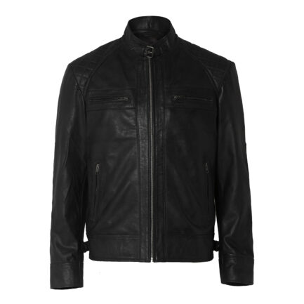 Mens Distressed Black Motorcycle Leather Jacket-ML-JK0037