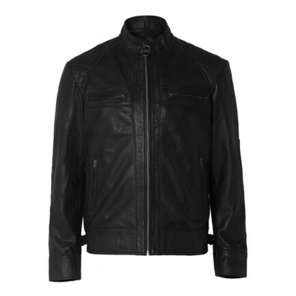 Mens Distressed Black Motorcycle Leather Jacket-ML-JK0037