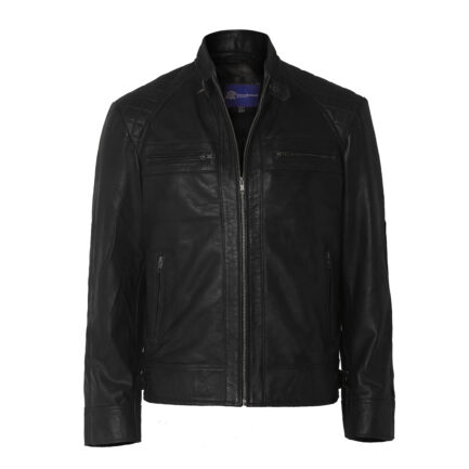 Mens Distressed Black Motorcycle Leather Jacket-ML-JK0037