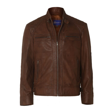 Mens Distressed Brown Motorcycle Leather Jacket-ML-JK0038