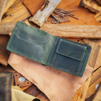 The Vault Vintage Leather Wallet-Coin Pocket-EMERALD GREEN-ML-005