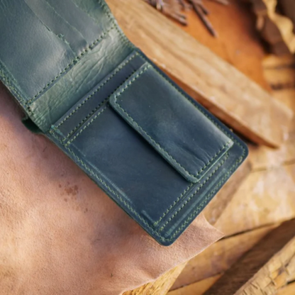 The Vault Vintage Leather Wallet-Coin Pocket-EMERALD GREEN-ML-005