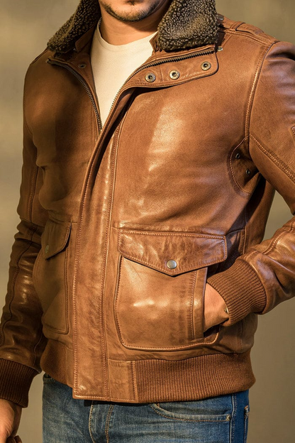 Marine Bomber Jacket Tan-ML-JK0031