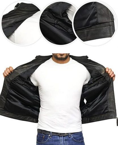 Men Plain Black Vintage Leather Jacket-ML-JK0032