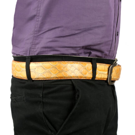 Milano Leather Alligator Belt – Camel- ML_002