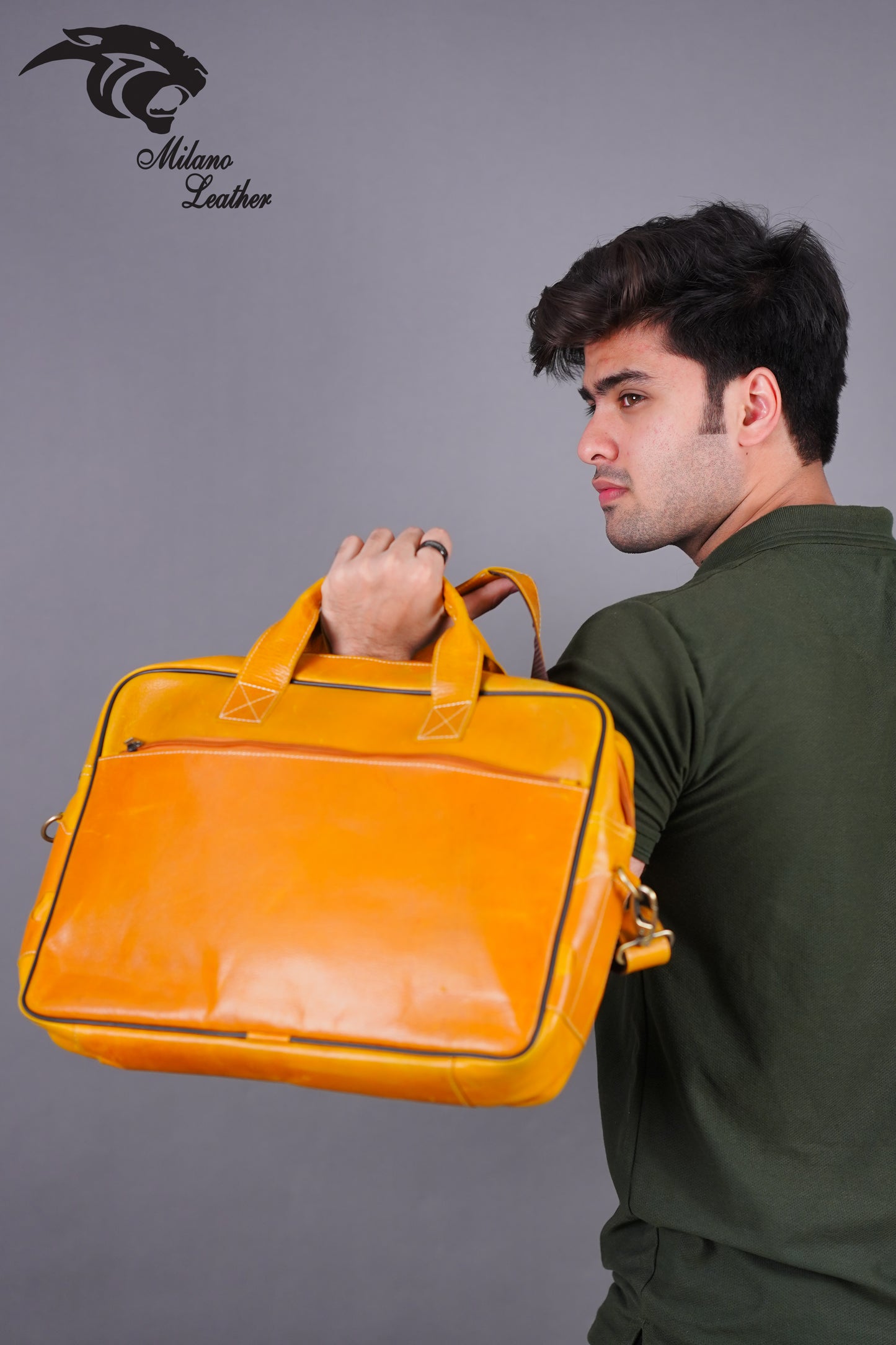 Milano Leather Laptop Bag Orange ML-LB002