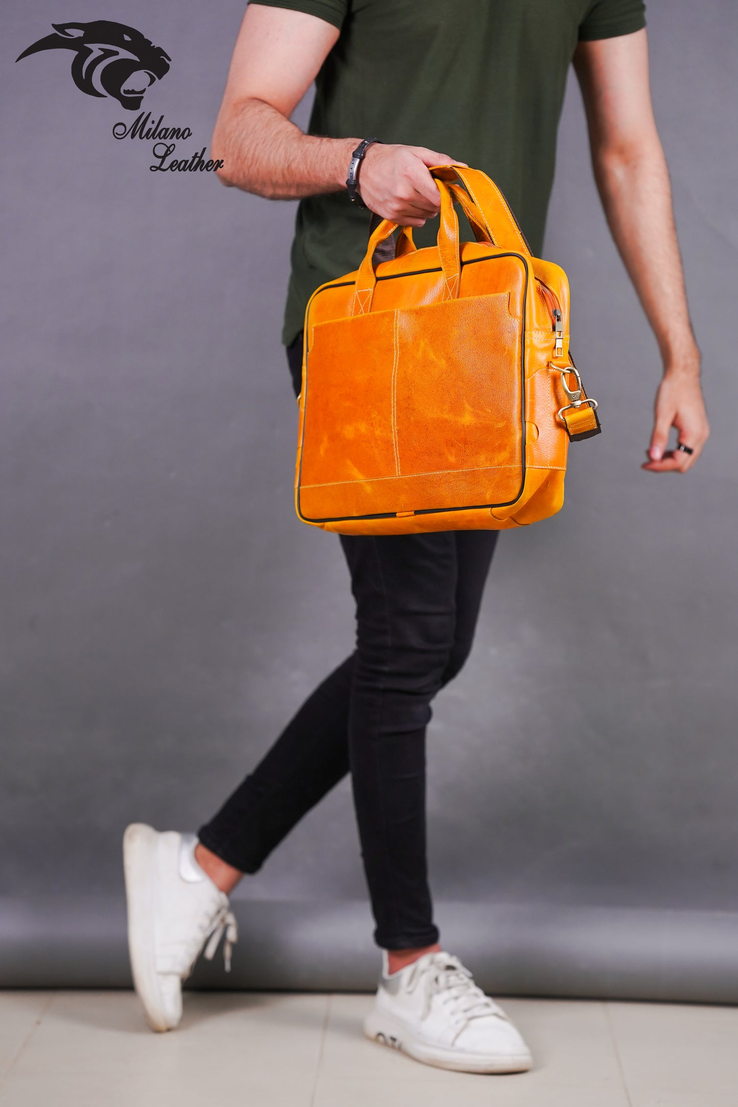 Milano Leather Laptop Bag Orange ML-LB002