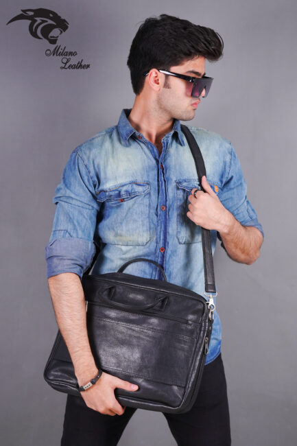 Leather Laptop Bag Black ML-LB003