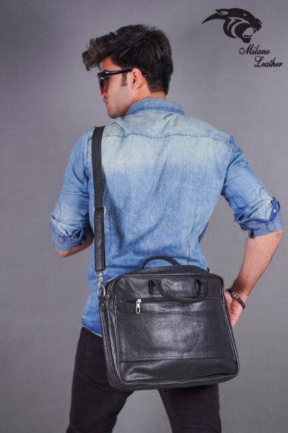 Leather Laptop Bag Black ML-LB003