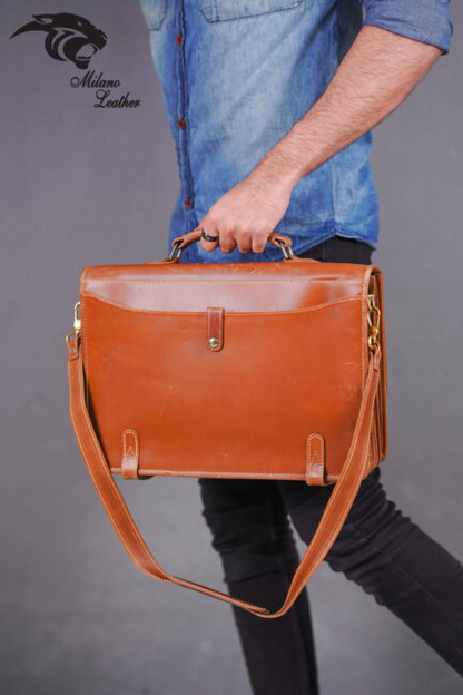 Leather Laptop Bag Brown ML-LB005