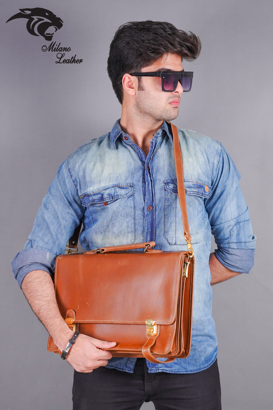 Leather Laptop Bag Brown ML-LB005