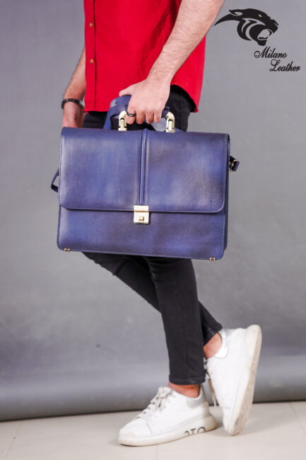 Leather Laptop Bag Blue ML-LB004