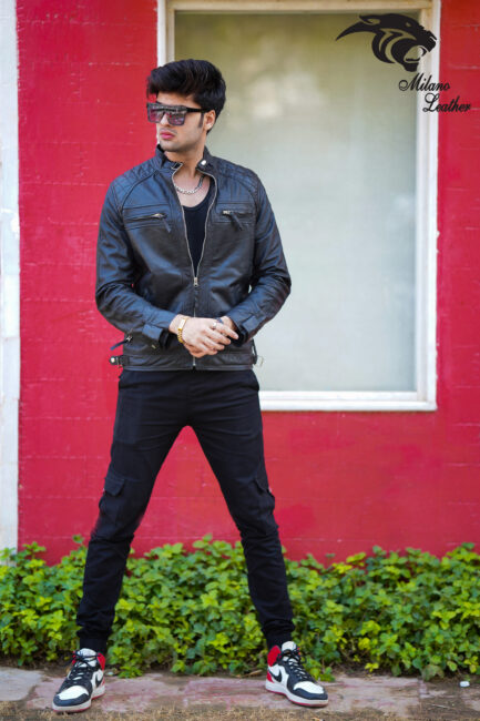 Men Black Leather Jacket ML-jk001