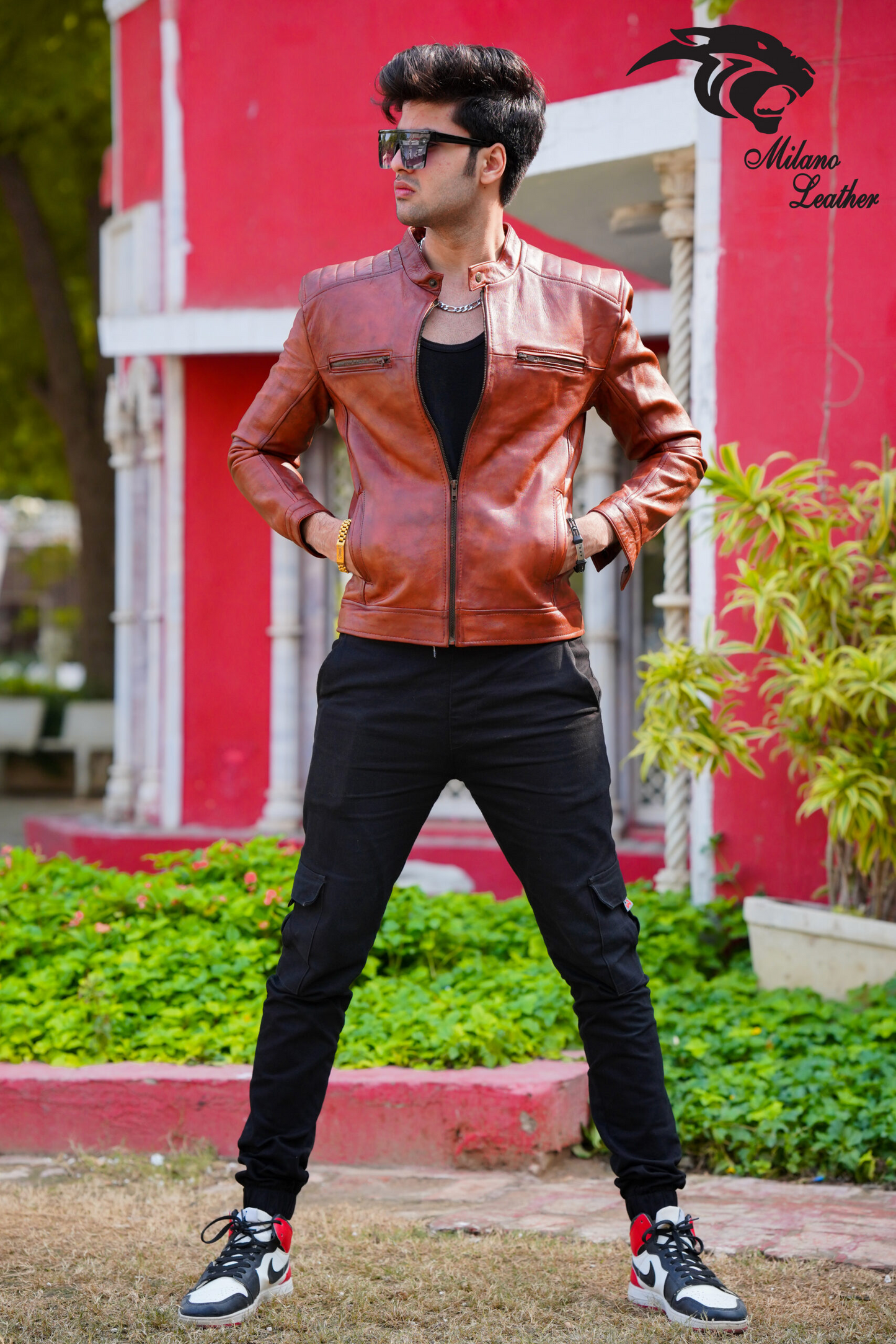 Men Brown Leather Jacket ML-jk002