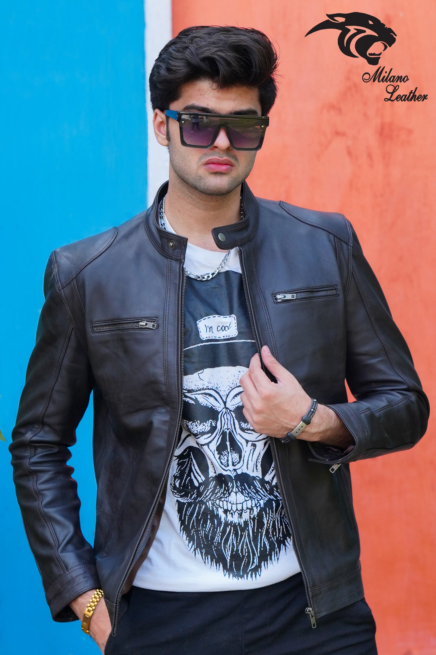 Men Black Leather Jacket ML-jk003