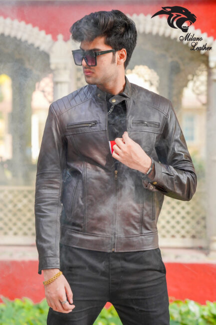 Men Black Leather Jacket ML-jk006