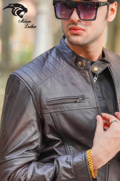 Men Black Leather Jacket ML-jk006