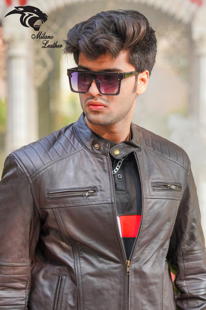 Men Black Leather Jacket ML-jk006