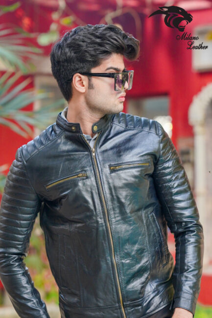 Men Black Leather Jacket ML-jk007