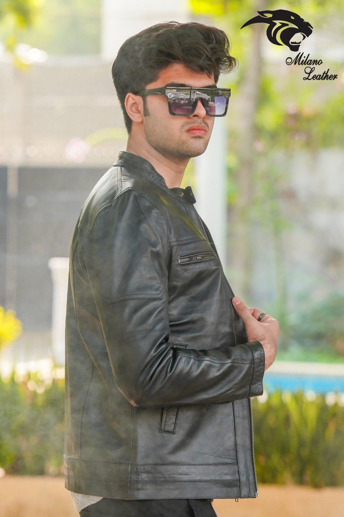 Men Black Leather Jacket ML-jk008