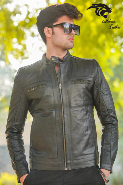 Men Black Leather Jacket ML-jk008