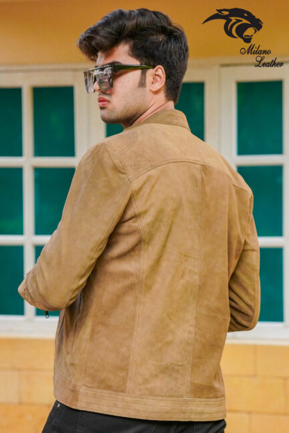 Men Camel Leather Jacket ML-jk009