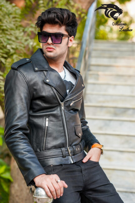 Men Black Leather Jacket ML-jk0011