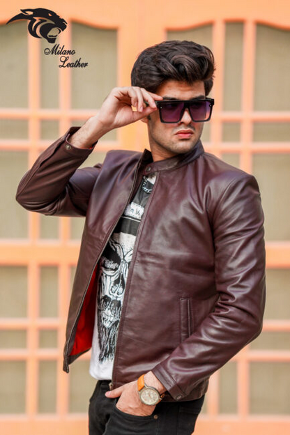 Men Dark Brown Leather Jacket ML-jk0012