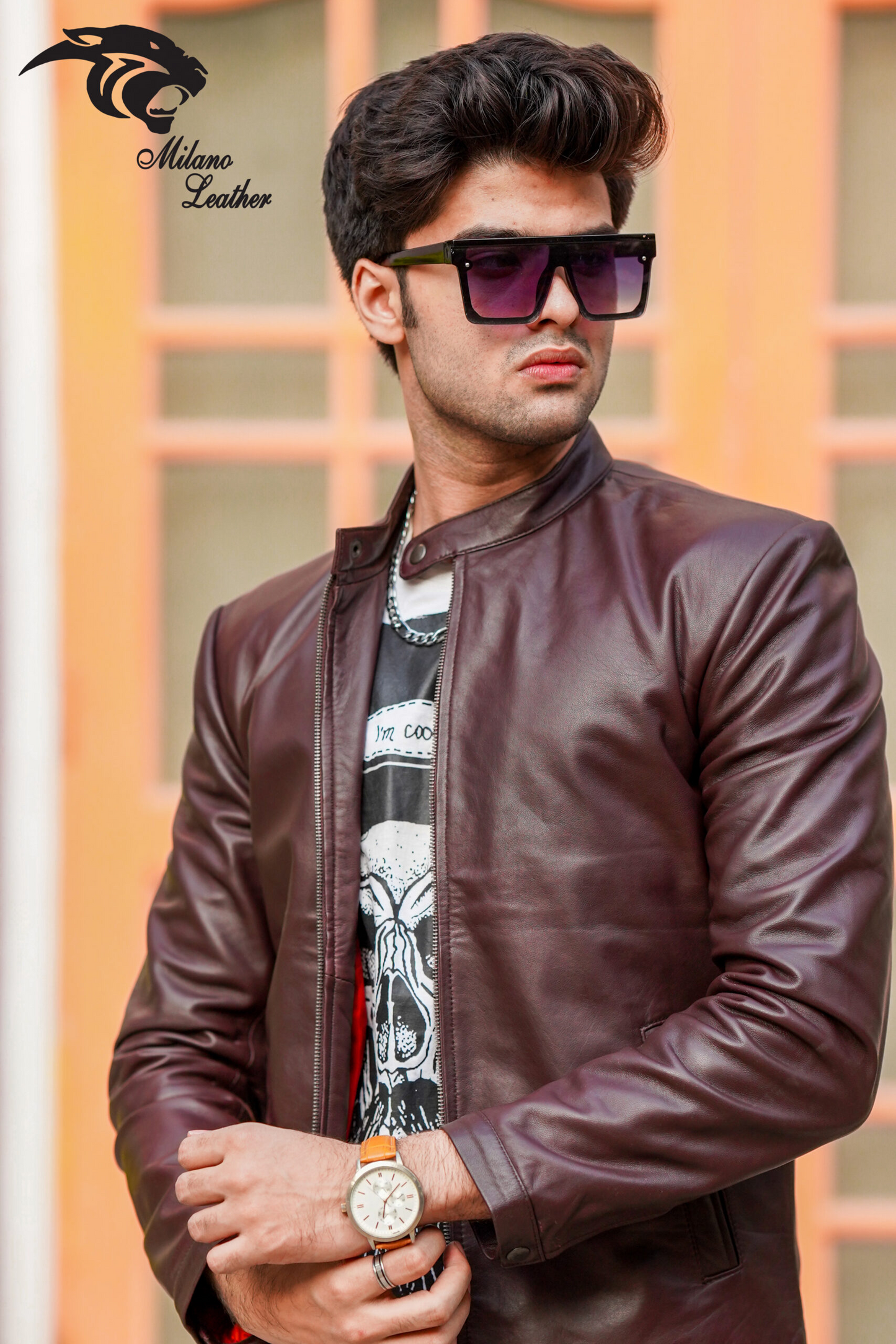 Men Dark Brown Leather Jacket ML-jk0012