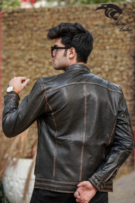 Men Black Leather Jacket ML-jk0013