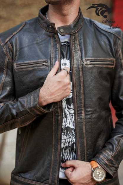 Men Black Leather Jacket ML-jk0013