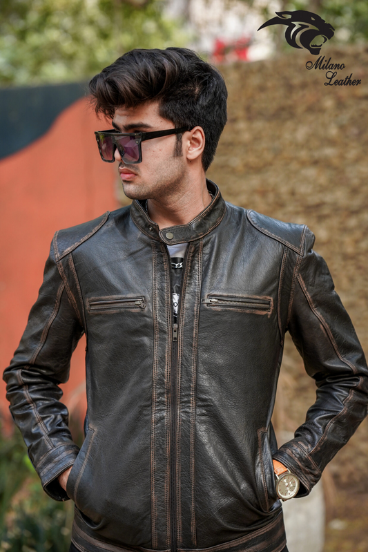 Men Black Leather Jacket ML-jk0013