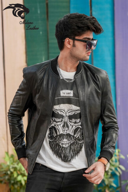 Men Black Leather Jacket ML-jk0014