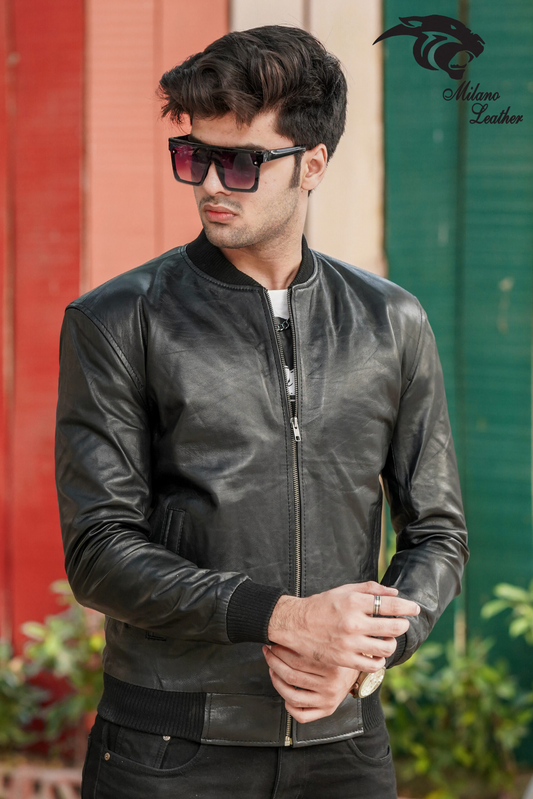 Men Black Leather Jacket ML-jk0014