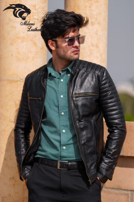 Men Black Leather Jacket ML-jk0015