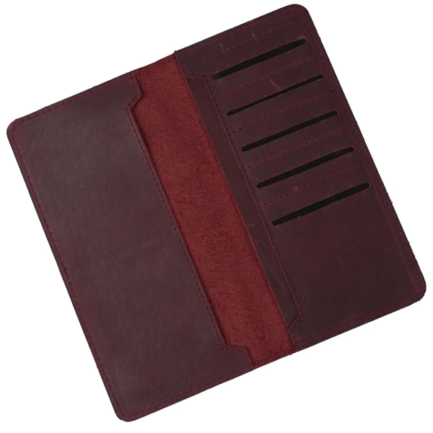 Genuine Vintage Leather Travel Mobile Long Wallet CRIMSON RED-LW-004