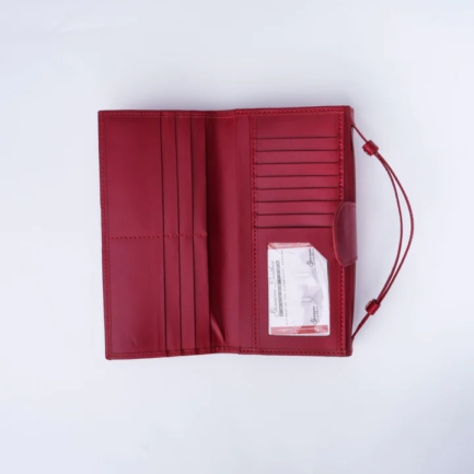 Womens Handle Leather Clutch Wallet-Red-LW-0019