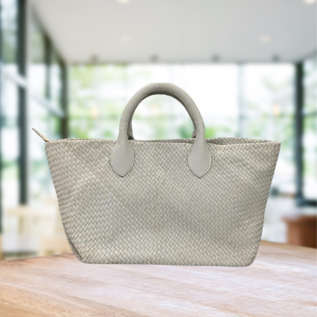 Women Tote Bag Zipper White-ML-TB0026