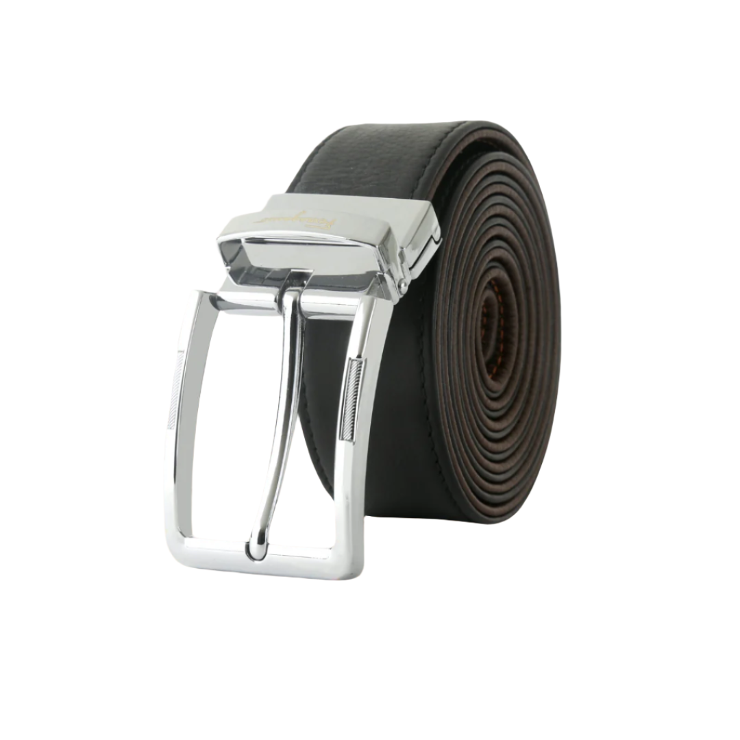 Mens Black Brown Minimal Cow Leather Belt-ML-BL-004