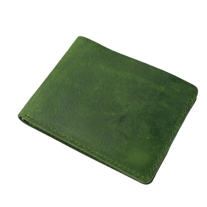 Mens Genuine Vintage Leather Wallet-OLIVE GREEN-LW-005