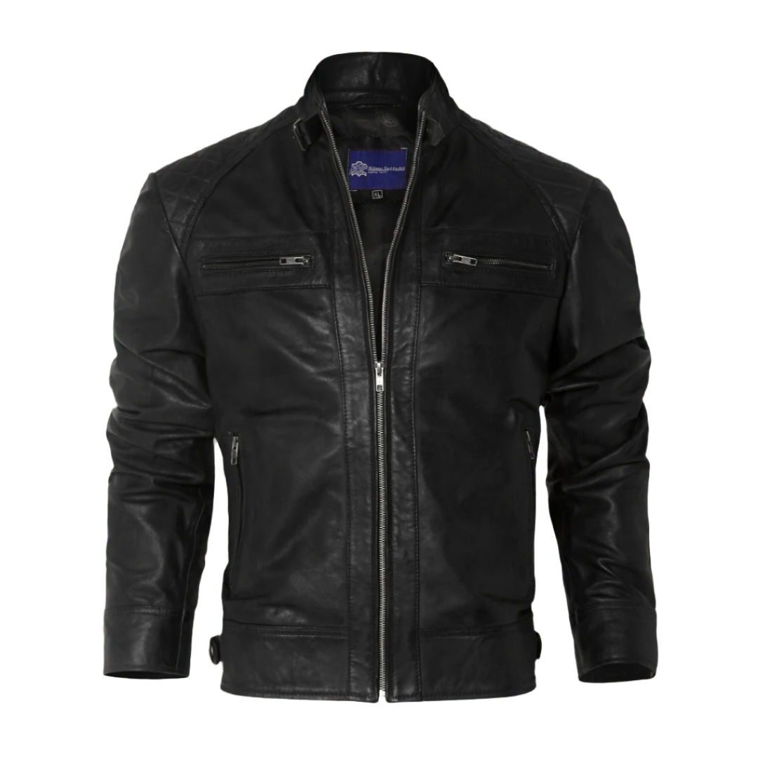 Mens Distressed Black Motorcycle Leather Jacket-ML-JK0037