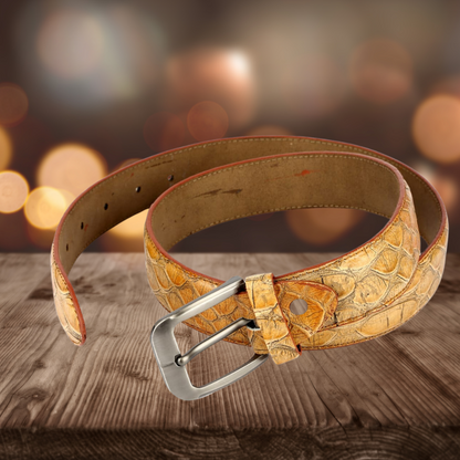 Milano Leather Alligator Belt – Camel- ML_002