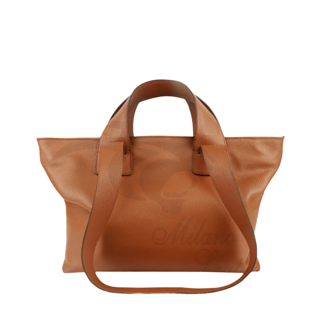 Brown-Women’s Leather Zipper Tote Bag-ML-007