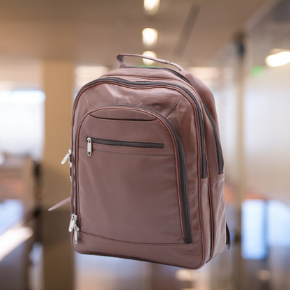 Trio Leather Backpack (BROWN)-ML_002