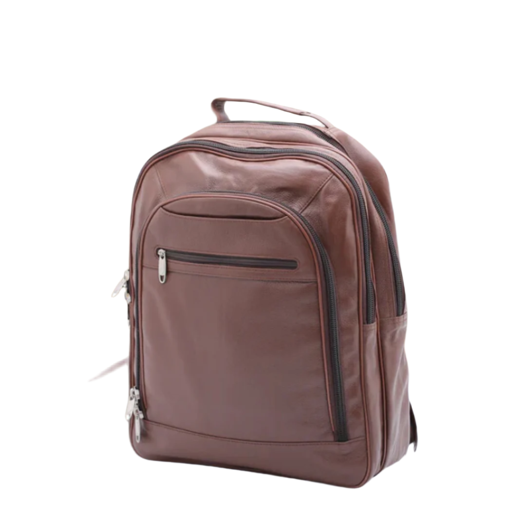 Trio Leather Backpack (BROWN)-ML_002