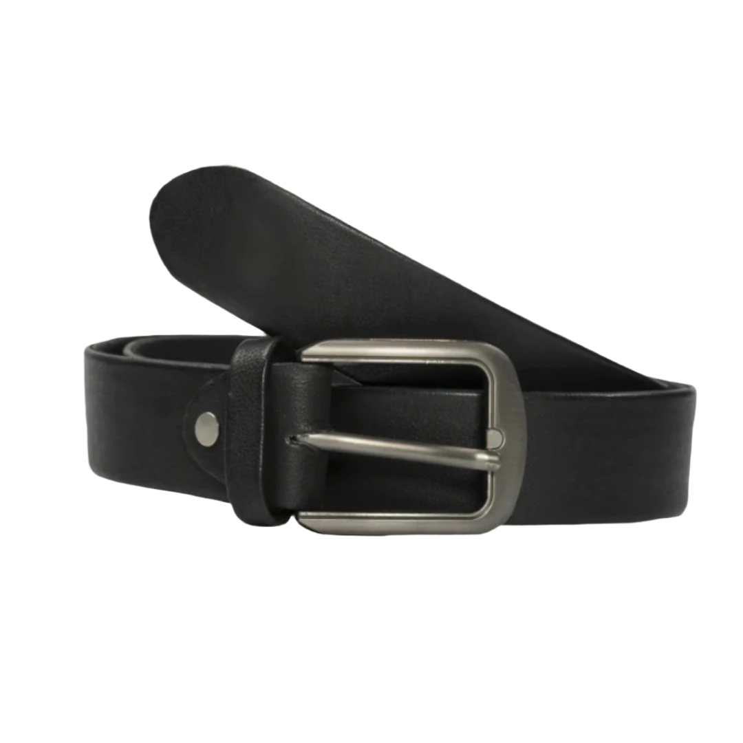 Mens Formal Leather Belt 3 Fold Natural Cow Leather-Black-ML-BL001