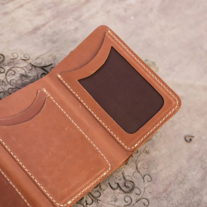 Bosco Trifold Milano Leather Wallet-Wood Brown-Ml-002